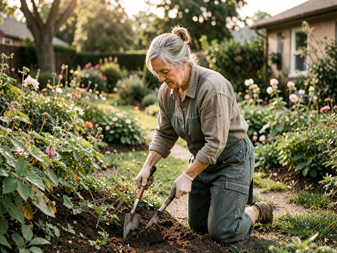 Experienced landscaper working in a garden